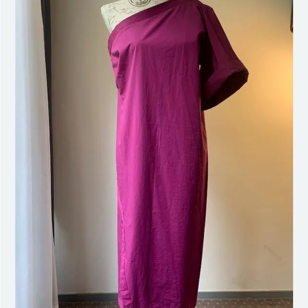 Bottega Veneta One Shoulder Dress in Rich Purple